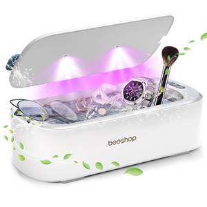 lot 25811 image: BEESHOP 48kHz Ultrasonic Jewelry Cleaner, Dual Modes with Degas Function, for Jewelry, Glasses, Rings, Retainers, Dentures, Watch Straps & More, 19oz 304 Stainless Steel Tank, 30W Sonic Cleaner Power - Retail $25