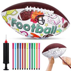 lot 25827 image: Hollowfly 1 Set Color Your Own Footballs Set Kids Mini Football or Soccer Ball Custom Designs Color Youth Junior Ball Craft Gifts with 12 Markers and Inflator for Kids Size 6
