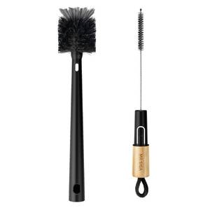 lot 25843 image: MR.SIGA Water Bottle Brush and Straw Cleaner Brush, Long Handle Bottle Cleaner Brush, 2 in 1 Bottle Cleaning Brush for Sports Bottles, Baby Bottles, Mugs, Straws, Black - Retail $14