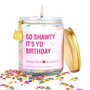 lot 25848 image: Birthday Cake Candle - Funny Birthday Candle, Go Shawty Its Your Gift, Preppy Decor, Colorful Sprinkle Decor for Home, Unique Go Shawty Gifts for Women BFF Friends, 7oz - Retail $19