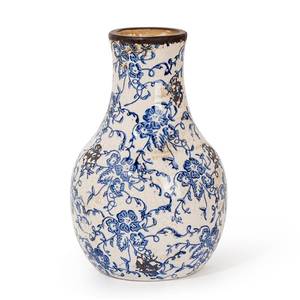 lot 25853 image: Sungmor Blue and White Ceramic Flower Vase, Vintage Ice Cracked Glaze Porcelain Vase, Pretty Centerpieces Flower Arrangement Vase for Home Decor, 8.2 Inch Decorative Vases for Table, Shelf, Mantel (Some Paint Chipped) - Retail $46