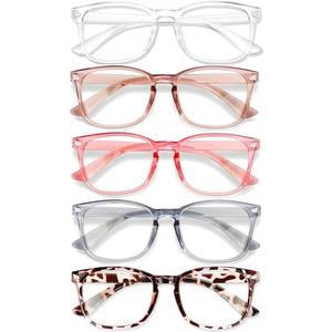 lot 30075 image: WINTOO Blue Light Glasses for Woman Men  99% Blue Light Blocking Glasses for Computer Gaming TV Phone Screen Square Frame  Anti Eyestrain & UV Glare Protection - 4 Pair - Retail $13