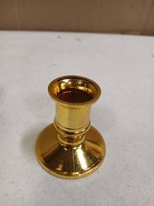 lot 30080 image: Hordion 19Pcs Taper Candle Holder Gold Plastic Candlestick Holders Decorative Table Centerpiece for Wedding Candlelight Dinner Bridal Showers Party Decor - Retail $17
