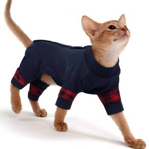 lot 30081 image: PUMYPOREITY Cat Shirt with Rear Snap Closure, Stretchable Cat Sweater, Comfort Pajamas Post-Bath, Recovery Suit - Full Coverage for Wound Care, Kitten Onesie - Machine Washable, S, Blue - Retail $23