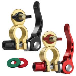 lot 30085 image: Battery Terminal Connectors 1 Pair, Battery Terminals Brass (M8 x 25mm Bolt), Battery Cable Ends Quick Release, Car Battery Terminal with Anti-Corrosion Pad for Car, caravan, truck, boat by XIOGZAXI - Retail $8