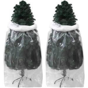 lot 30089 image: Aneco 2 Pack Christmas Tree Storage Bag 9 x 6 Feet Large Removal Bags Xmas Clear Poly Christmas Tree Disposal Bags for Upright Storage - Retail $17