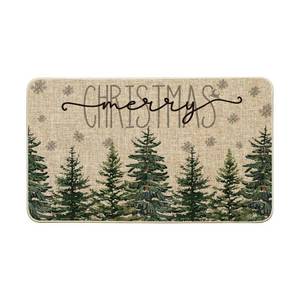 lot 30103 image: Artoid Mode Pine Trees Snowflakes Merry Christmas Welcome Decorative Doormat, Seasonal Winter Xmas Low-Profile Rug Switch Mat for Outdoor 17x29 Inch - Retail $16