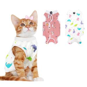 lot 30106 image: 2 PCS Cat Recovery Suit for Spay Abdominal Wounds Cat Onesie for Cats After Surgery Recovery Suit Female Breathable E-Collar Alternative Kitten Onesie Anti Licking Small - Retail $17