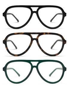 lot 40016 image: AMOMOMA 3 Pack Retro Aviator Reading Glasses for Women Men,Classic Large Oversized Reader Blue Light Computer Frame AM6111 C1C2C3 2.0 X - Retail $20