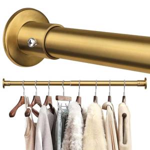 lot 40020 image: Closet Rods For Hanging Clothes, 17-40 Inch Adjustable Closet Rod, Stainless Steel Heavy Duty Closet Hanging Rod-Gold - Retail $19
