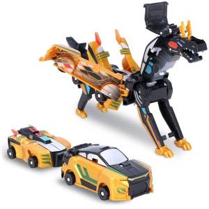lot 40027 image: Hjhyqex 2-in-1 Transformation Dinosaur Car Toy - Magnetic Collision Robot Cars for Kids  Exciting Transforming Play for Boys & Girls  Ideal Birthday (Golden Dragon) - Retail $16