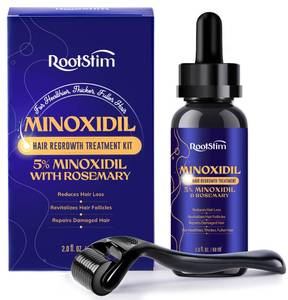 lot 40033 image: 5% Minoxidil Hair Growth Kit for Women Hair Growth RootStim Extra Strength Hair Regrowth Treatment with Biotin, Caffeine & Peptides for Thinning Hair, Fuller & Healthier Hair - 2.03 Fl Oz - Retail $23
