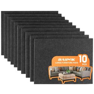 lot 40041 image: Felt Furniture Pads 10pcs 8 x 6 Adhesive Large Felt Pads, Cuttable Chair Leg Pads, Hardwood Floor Protectors for Furniture, Black - Retail $9