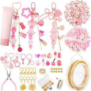 lot 40045 image: Ecoofor 249 Pcs Keychain Making Kit Includes 15 Keychain Clips, 16.4 Feet Chains, 100 Charms, Beading Accessories, Jewelry Pliers DIY Bag Charms & Jewelry Craft Kit Supplies - Retail $22