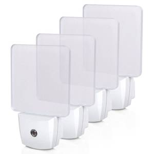 lot 40056 image: DEWENWILS Night Lights Plug into Wall, Plug in LED Night Lights with Dusk to Dawn Sensor, Cool White Nightlight for Bathroom, Hallway, Kitchen, Frosted Acrylic Shade, 4 Pack - Retail $18