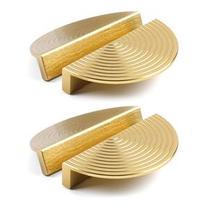 lot 40071 image: BaiNong Gold Drawer pulls Brushed Brass Cabinet pulls Modern Gold Cabinet Handles Drawer Handles for Dresser Bathroom (4Pack-Lengths4inch Semicircle) - Retail $33
