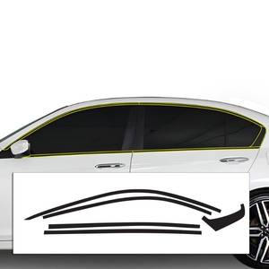 lot 48946 image: BOGAR TECH DESIGNS Side Window Chrome Delete Overlay Compatible with Honda Accord 2013-2017, Gloss Black - Retail $40