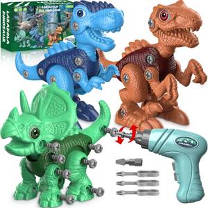lot 48954 image: Laradola Dinosaur Toys for 3 4 5 6 7 8 Year Old Boys, Take Apart Dinosaur Toys for Kids 3-5 5-7 STEM Construction Building Kids Toy with Electric Drill, Party Christmas Birthday Gifts Boys Girls - Retail $22