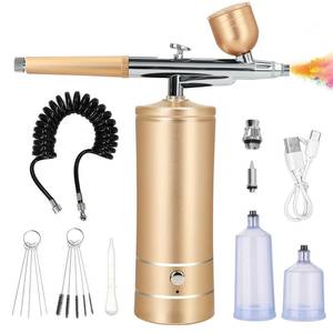 lot 48973 image: Airbrush Kit with Compressor, Auto Handheld Airbrush Gun with 0.3mm Tip, Rechargeable, Portable Air Brushes for Painting, Tattoo, Nail Art, Model Coloring, Makeup, Cake - Retail $20