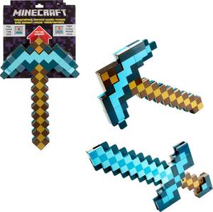 lot 51761 image: Mattel Minecraft Transforming Diamond Sword & Pick-Axe Kid-Sized 2-in-1 Toy Accessory for Role-Play & Costumes - Retail $35