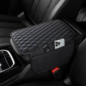 lot 51771 image: Ouzorp Car Center Console Cover, Upgraded Microfiber Leather Car Arm Rest Cover with 2 Storage Bags, Universal Armrest Cover for Car Storage Box Car Interior Accessories Protector for Most Vehicle - Retail $7