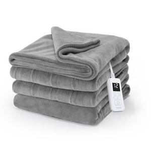 lot 55305 image: Sunbeam Electric Royal Luxe Microplush Heated Blanket, 12 Heat Settings, 12-Hour Auto Shut-Off, Fast Heating, Warm & Cozy, Machine Washable, Dove Gray Color, Full (84 x 72) - Retail $59