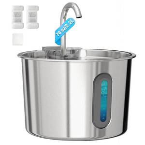 lot 55326 image: HAJXM Cat Water Fountain, 74oz2.2L Cat Fountain for Drinking - Pet Water Fountain Stainless Steel for Cats Inside - Quiet Water Bowl Dispenser - Kitty Drinking Fountains - for Pets& Small Animals - Retail $24