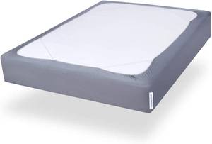 lot 55336 image: Box Spring Cover King Size, Alternates for Bed Skirt, Smooth and Elastic Woven Material Wrap Around 4 Sides of The Box Spring, Wrinkle & Fading Resistant, Washable, Dustproof, Grey - Retail $18