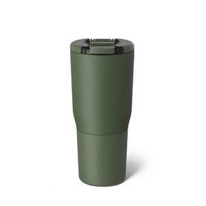 lot 55339 image: BruMate Nav 25oz 100% Leak Proof Insulated Travel Tumbler with Magnetic BevLock Lid - Double Wall Cup-Holder Friendly Stainless Steel Mug (OD Green) - Retail $35