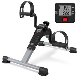 lot 58994 image: Folding mini Exercise Bike Portable Pedal Exerciser Desk Bike with LCD Displays for Arms and Legs Low Impact Exercise (GRAY) - Retail $30