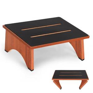 lot 59003 image: Step Stool Foldable, Wooden Step Stool with Non-Slip Rubber Stepping Platform, Folding Step Stools for Adults Seniors in Bedroom, Kitchen Bathroom, RV, Bed Steps for High Beds, No Assemble (Brown) - Retail $28