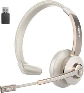 lot 25873 image: Vonztek Wireless Headset, Trucker Bluetooth Headset with Microphone Noise Canceling & Mute, Bluetooth Headphones with USB Dongle for Cell Phone Computer Call Work Home Office Meetings Teams Skype - Retail $47