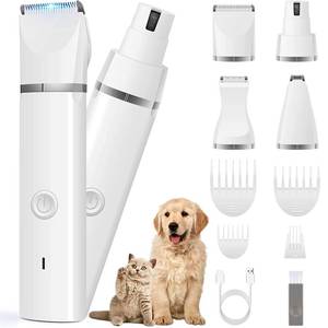 lot 25874 image: Veeconn Dog Clippers Grooming Kit Hair Clipper-Low Noise Paw Trimmer- Rechargeable - Cordless Quiet Nail Grinder Shaver for Cats and Other Pets - Retail $30