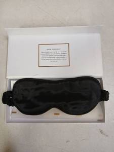 lot 25880 image: ZIMASILK Adjustable 22 Momme 100% Mulberry Silk Sleep Mask,  Super Soft Breathable Blindfold, Perfect Blocks Light for Sleeping. (Black) - Retail $29