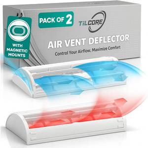 lot 25888 image: Air Vent Deflector with 6-Way Multi-Directional Airflow - 10x4, 2-Pack Heat Register Cover Magnetic Vent Covers for Home Floor, Air Conditioner Deflector, Heater Diverter for Wall, Ceiling, AC Duct - Retail $18