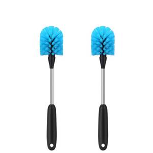 lot 25893 image: MOSOLAN Stainless Steel Water Bottle Brush, Long Handle Scrubbing Brush, Built for Cleaning Sports Bottles, Baby Bottles, Cups, Coffee Mugs, Glasswares, Wine Decanters, Flask, 2 Pack, 13 in - Retail $13
