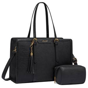 lot 25904 image: LOVEVOOK Laptop Bag for Women Vintage Leather Laptop Tote 15.6 inch Large Capacity Computer bag with Clutch Purse for Work - Retail $50
