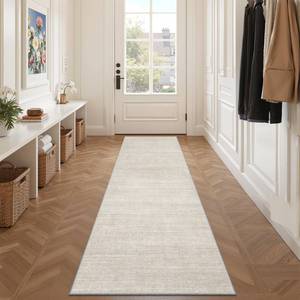 lot 25906 image: Valenrug Runner Rugs 2x8 - Stain Resistant 2x8 Rugs Runners for Hallways Living Room, Non Slip Runner Rugs for Bedroom, Folable Machine Washable Hallway Runner (2x8, Beige) - Retail $32