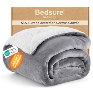 lot 25909 image: Bedsure GentleSoft Sherpa Fleece Throw Blanket for Couch, Non-Heated, Thick & Warm Christmas Cozy Blanket for Winter, Soft Fuzzy Plush Throw Gifts for Women and Men, Grey, 50x60 Inches - Retail $21