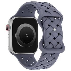 lot 30142 image: Silicone Braided Weave Bands Compatible with Apple Watch 38mm 40mm 41mm 42mm 44mm 46mm 45mm 49mm, Replacement Sport Breathable Strap for iWatch Series 10987654321 Ultra SE Women Men, Blue Gray - Retail $9