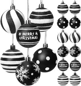 lot 30153 image: Tsorode 11 Pcs Black and White Christmas Ornaments, 2.4 Inch Glitter Halloween Ornaments, Black White Stripe Dot Hanging Bulbs Christmas Ball Ornaments for Tree Xmas Halloween Decorations Holiday Decor - Retail $10
