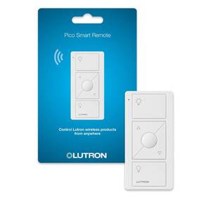 lot 40081 image: Lutron Pico Remote for Caseta Smart Dimmer Switch, 3-Button Control with RaiseLower and Preset Lighting Level, For Table Top or Wallmount Use, PJ2-3BRL-WH-L01R, White - Retail $25