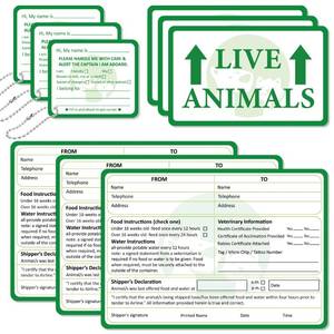 lot 40085 image: YHNTGB 50 Pcs Live Animal Stickers Labels for Airline Cargo Crates Includes Fragile Arrow Markings Great for Shipping Packing Safely This Side Up Handle Warning Care Tags - Retail $9