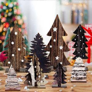 lot 40089 image: 8 Pcs Wooden Christmas Trees,Tabletop Rustic Christmas Decor,Tabletop Decor Rustic Wood Christmas Trees,Xmas Centerpieces Table Wooden Signs,Farmhouse Table Home Decor for Home Office Farmhouse - Retail $10