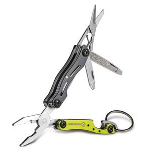 lot 40091 image: Kilimanjaro 910055 Ascend 9 in 1 Multi-Tool -with TSA Compliant, Long Nose Pliers, Wire Stripper, Bottle Opener, Scissors, Phillips and Slotted Screwdriver, Single Cut File, Tweezers, Key Chain - Retail $25