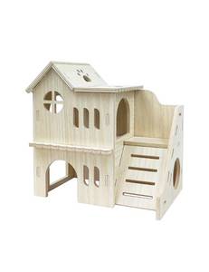lot 40094 image: Sirvarni Hamster Hideout Cage Accessories - Hamster House and Habitat Wooden Hide Hut with Climbing Ladder for Dwarf Gerbils and Mouse Mice Rat Other Small Animals etc. - Retail $10