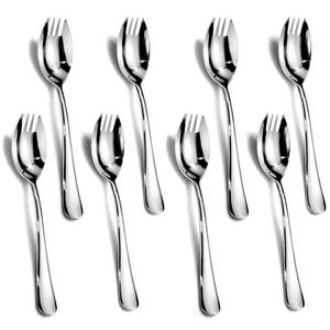 lot 40099 image: Alata Sporks, 5 Pack Food-grade Stainless Steel Sporks, 7.4 Inches Long Handle Salad Forks For Dessert, Ice Cream, Salad, Soup, Noodle, Spaghetti, Dishwasher Safe - Retail $15