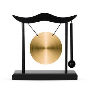 lot 40103 image: Feng Shui Gong Decor, Zen Brass Desktop Decor, 6.4x6.3x2 Inch Mini Sound Healing Instrument for Home, Office, Party, Yoga, Gift - Retail $10