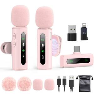 lot 40106 image: USB C Lavalier Microphone Wireless Mini Mic for Type-C Android PhoneTabletPC Video Recording Clip-on Mics with Rotatable Clip&Denoise Recording, Ideal for Vlog Tiktok Youtube Content Creator, Pink - Retail $29