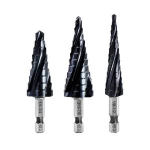 lot 40107 image: LEKOMESH Cobalt Step Drill Bit Set - 3pcs 14-34 18-12 316-78 Four Spiral Flute Step Drill Bit M35 with Impact Ready Unibit for Stainless Steel Metal Aluminium Copper Wood Plastic - Retail $38